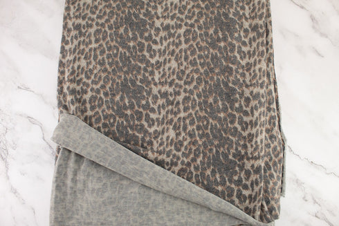 Beige Leopard Print Brushed Sweater Knit Fabric Remnant 1.75 yards
